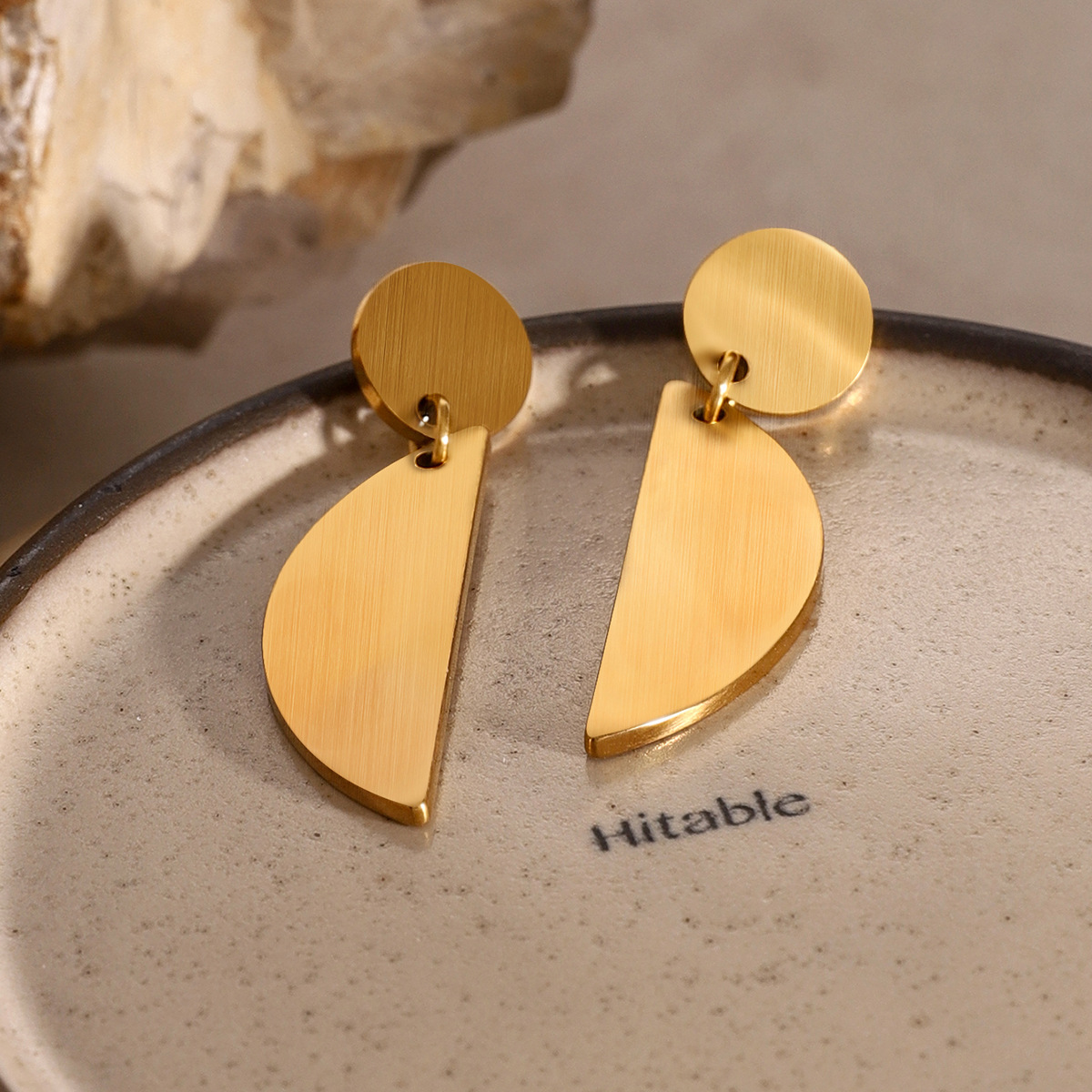 1 Pair Simple Series ins style Geometric Stainless Steel 18K Gold Plated Women's Drop Earrings h5 